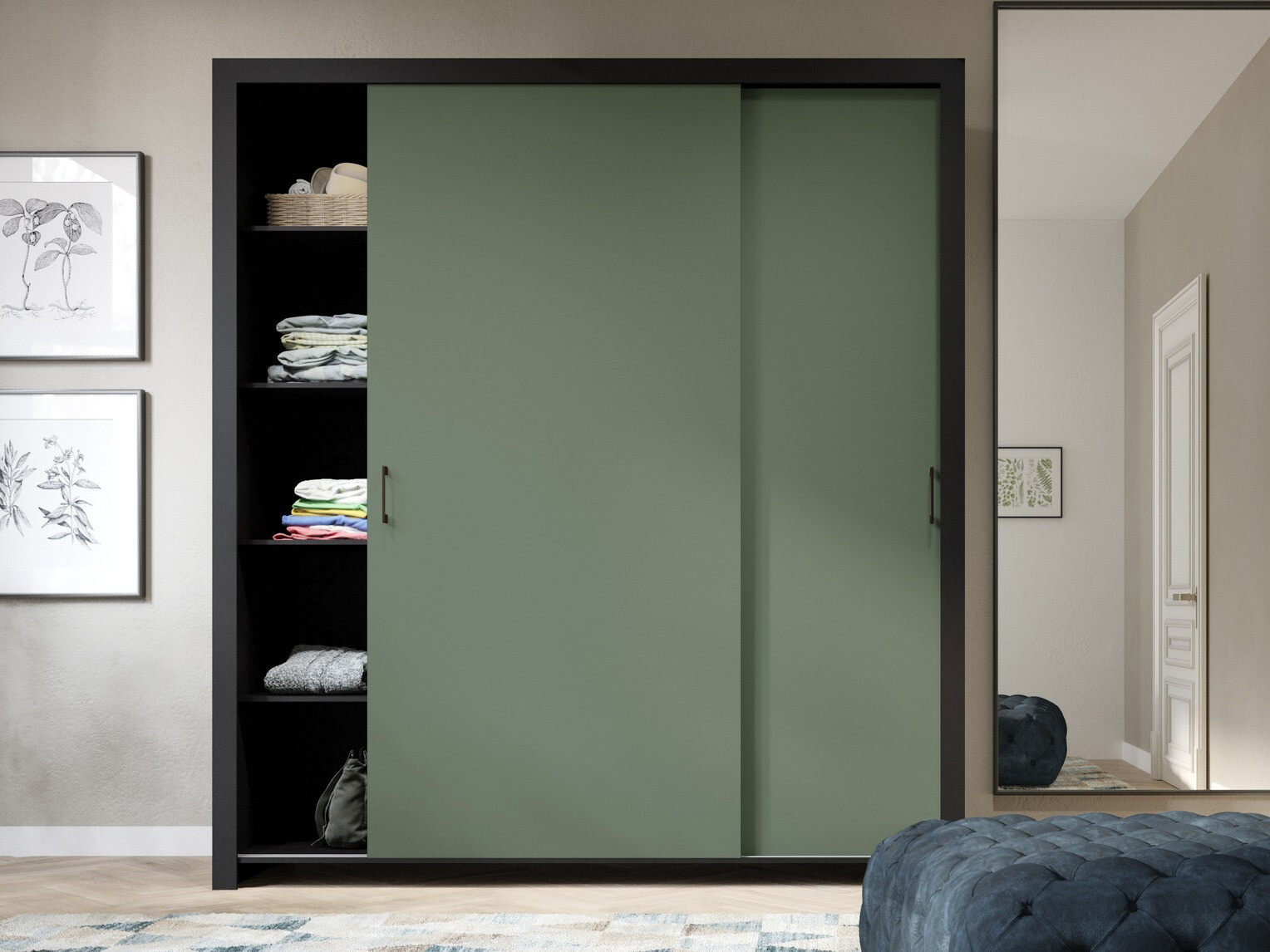 Gardróbszekrény Murrieta 192 (Fekete + Zöld)