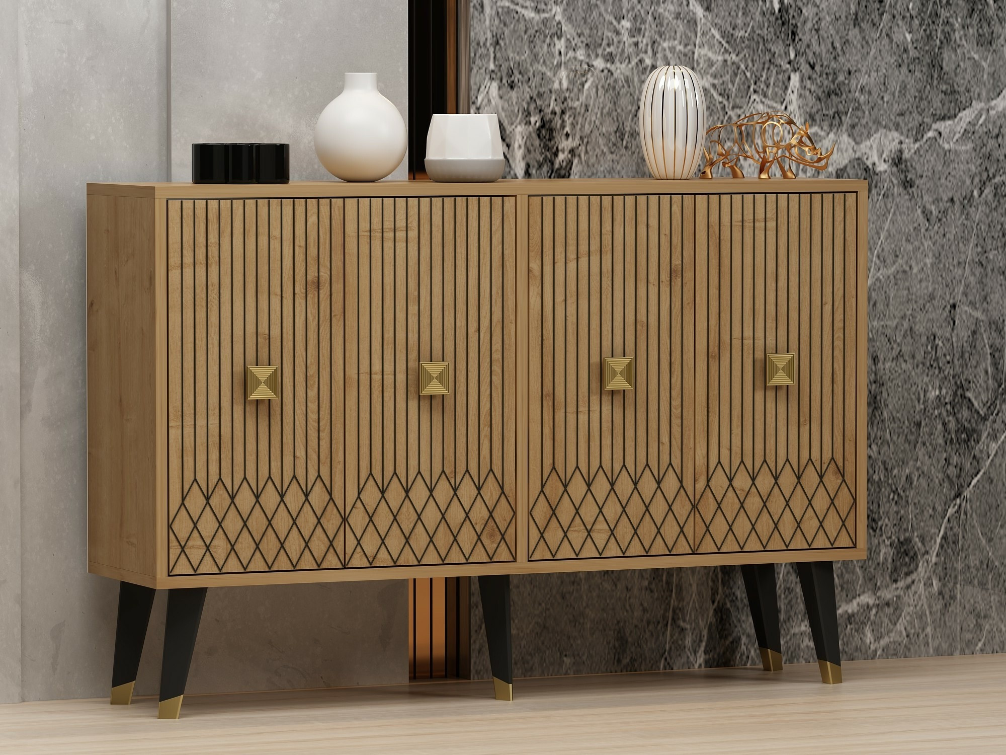 Szekrény Dunliru 100 (Tölgy + Aranysárga)