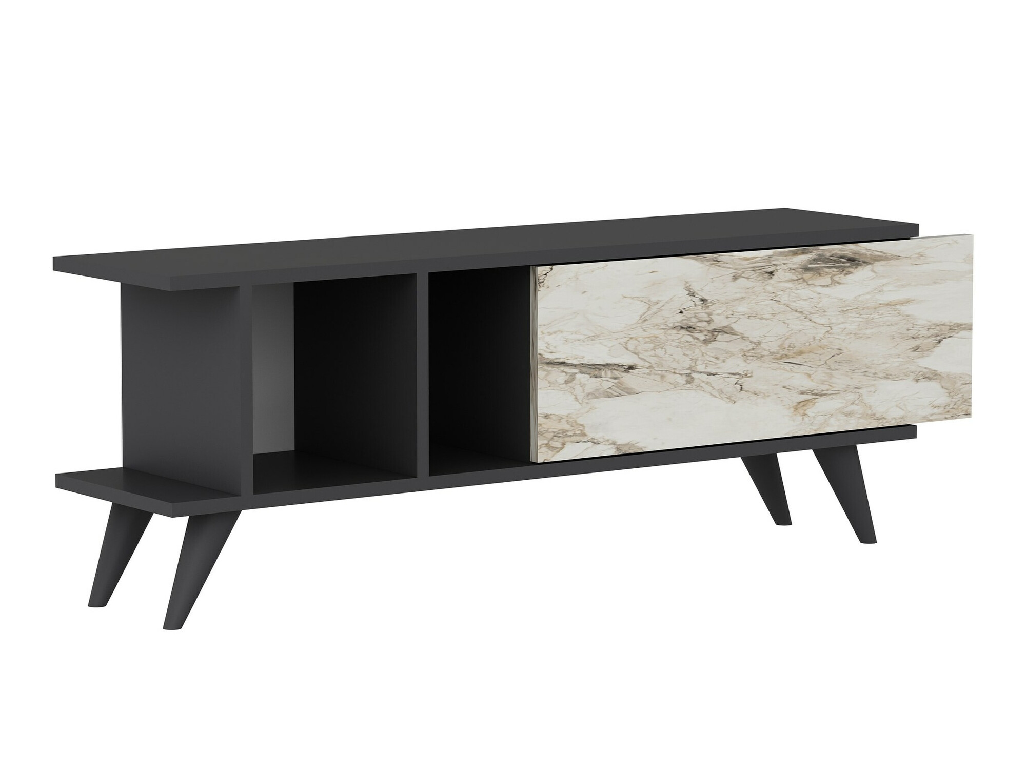 TV-állvány Kailua 1952 (Antracit + Fehér márvány)