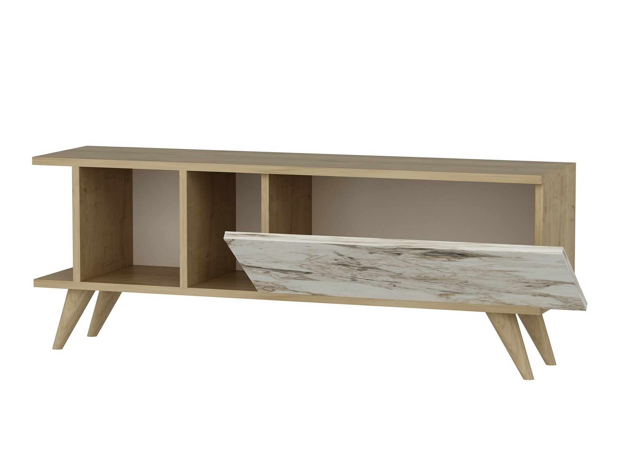 TV-állvány Kailua 1952 (Tölgy + Fehér márvány)