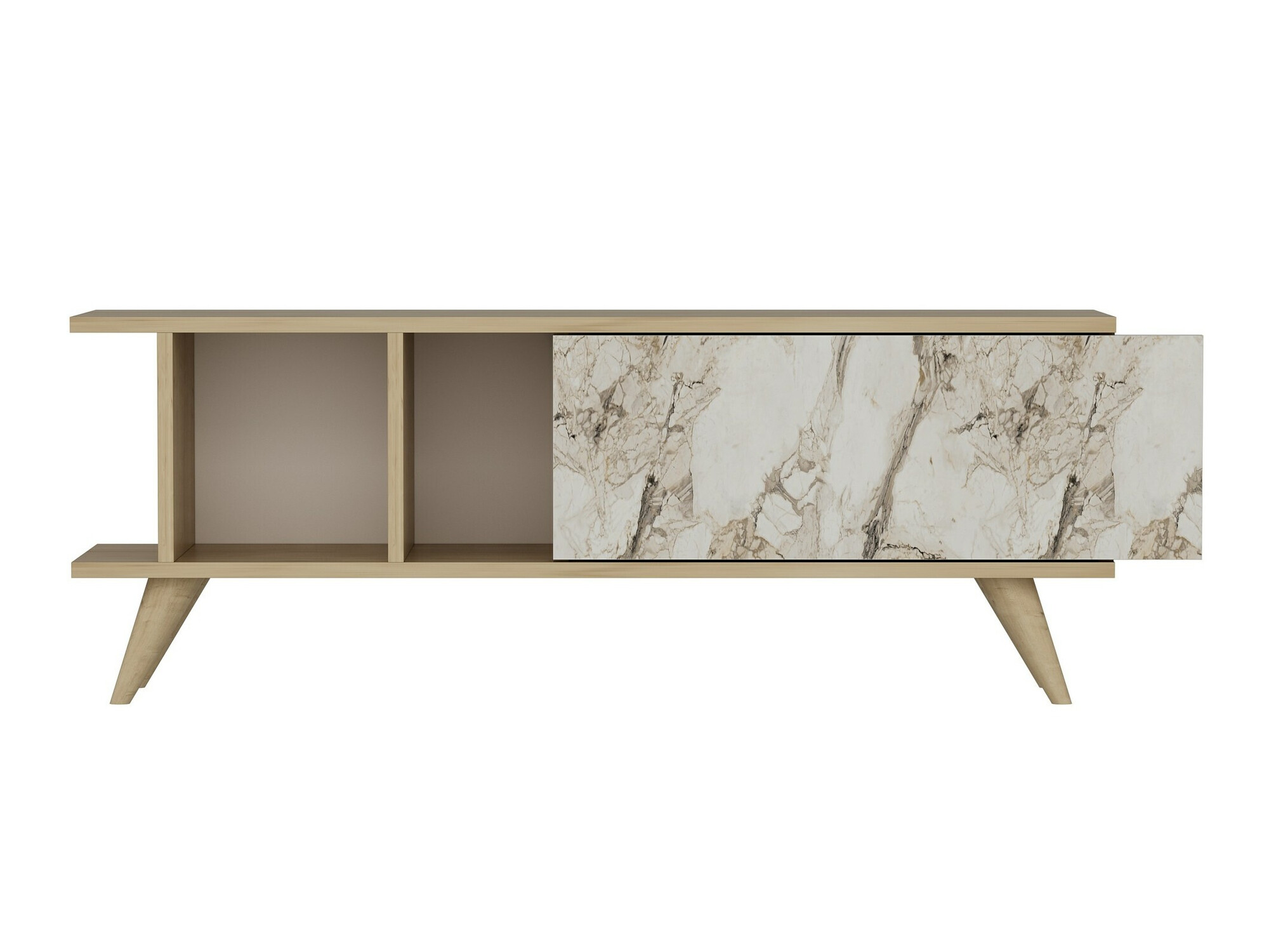 TV-állvány Kailua 1952 (Tölgy + Fehér márvány)