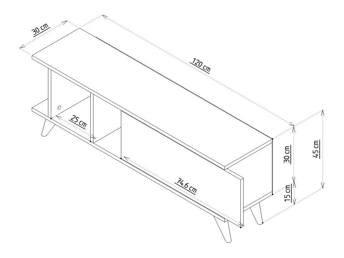 TV-állvány Kailua 1952 (Tölgy + Fehér márvány)