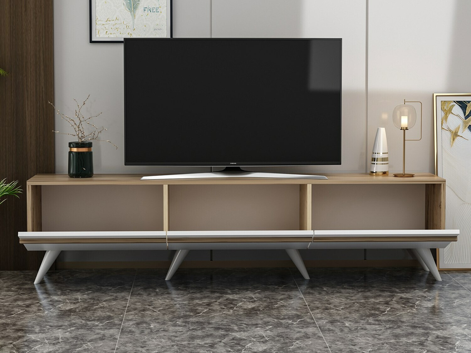 TV-állvány Kailua 952 (Fehér + Tölgy)