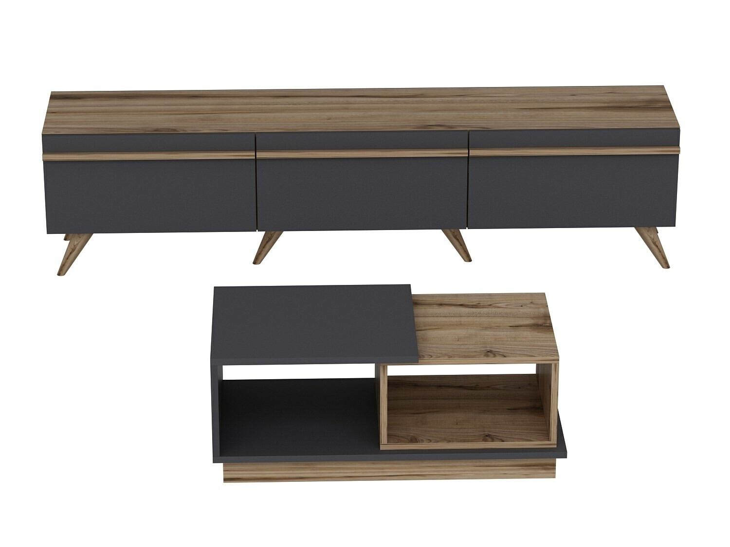 Nappali szett Kailua 1705 (Antracit + Tölgy)