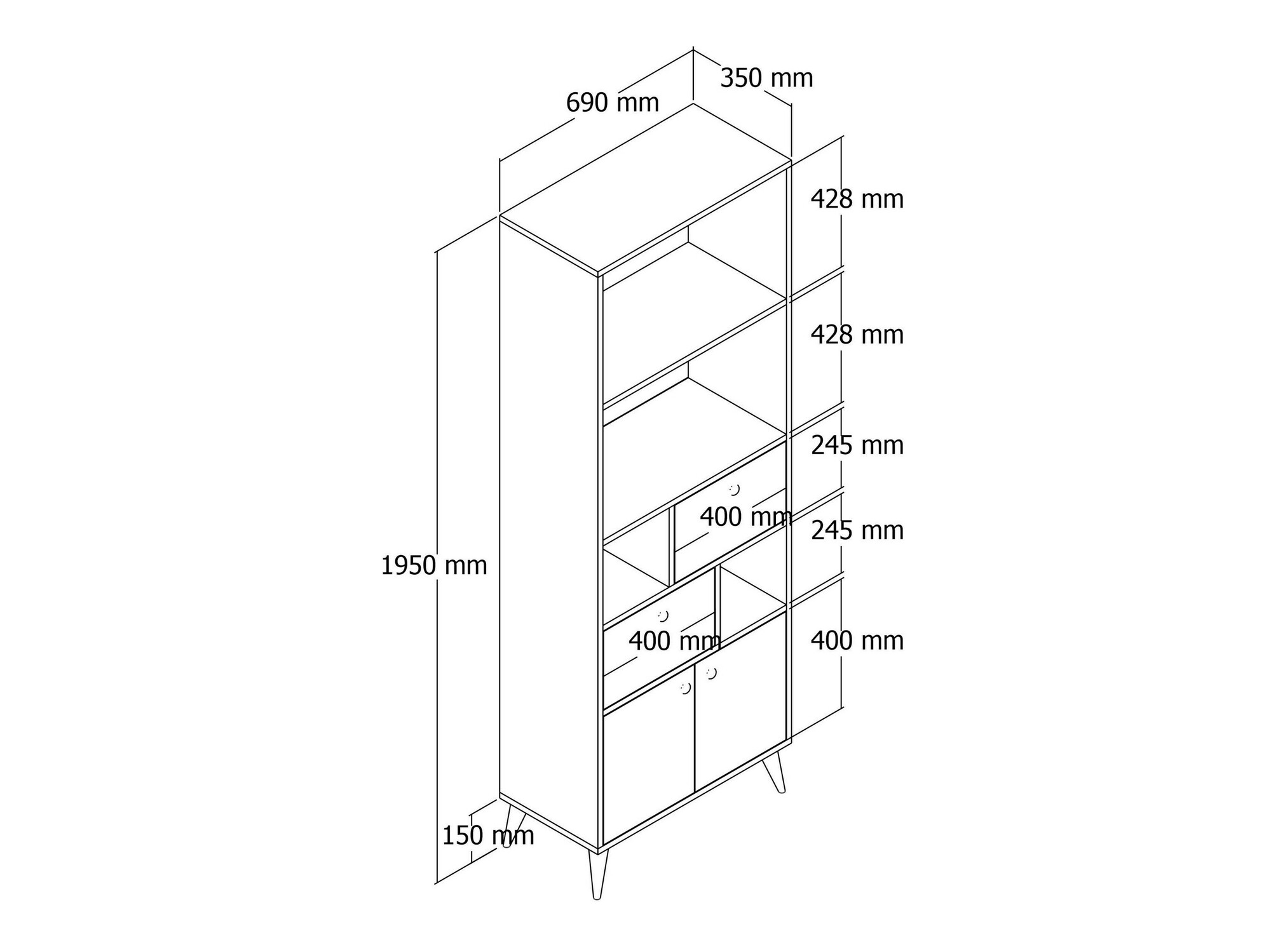 Könyvespolc Kailua 1737 (Tölgy)
