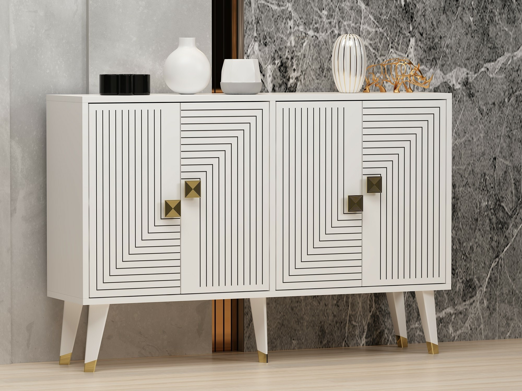 Szekrény Dunliru 105 (Fehér + Aranysárga)