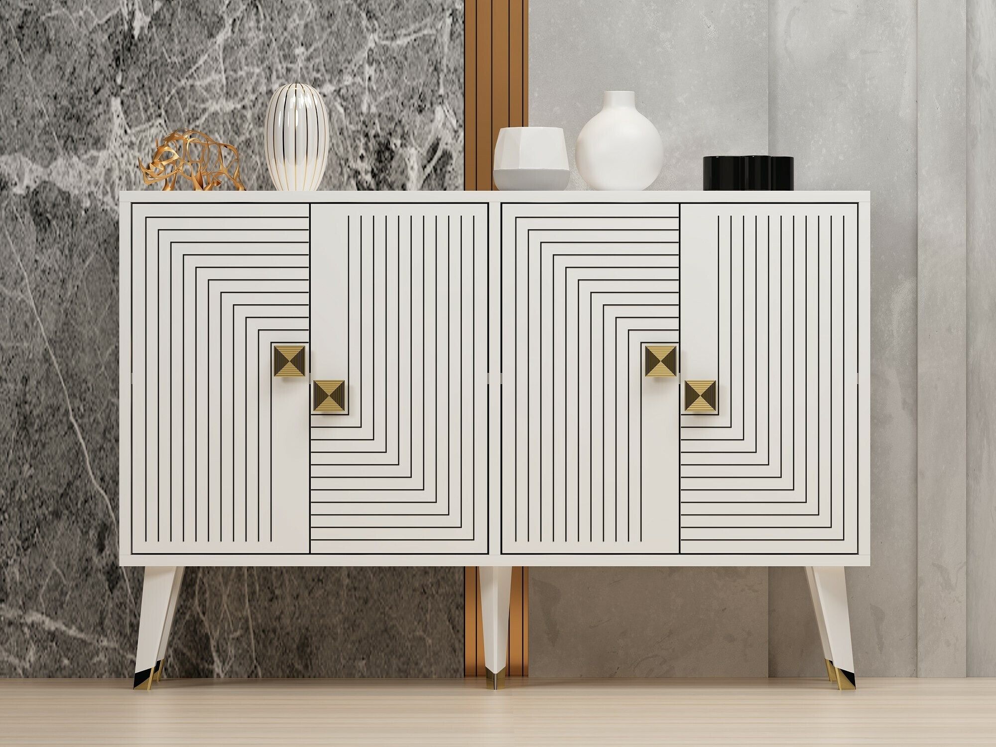 Szekrény Dunliru 105 (Fehér + Aranysárga)