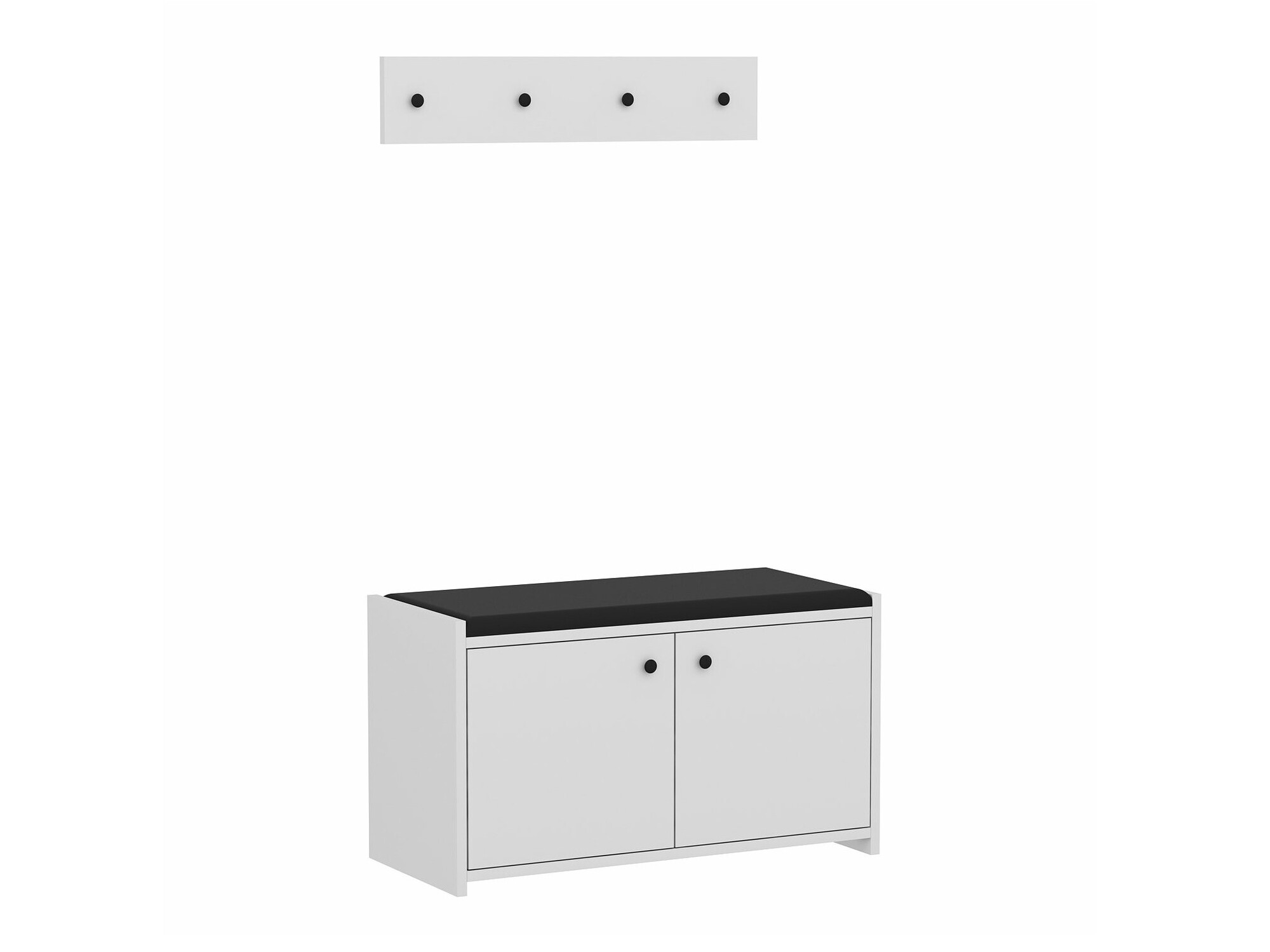 Előszoba garnitúra Kailua 1765 (Fehér + Fekete)