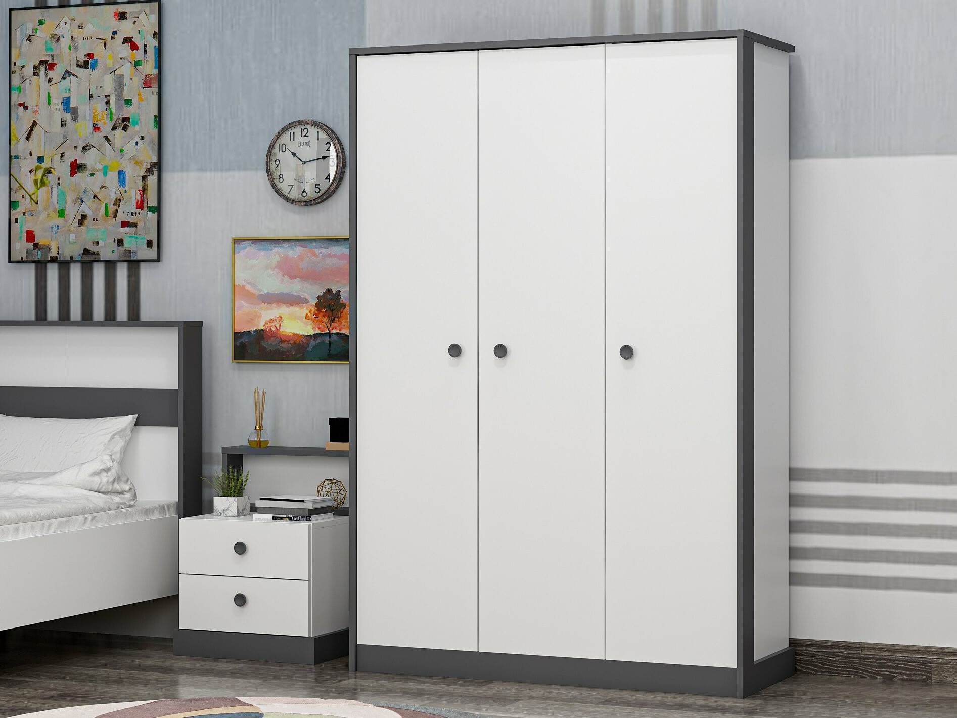Gardróbszekrény Marelbe 101 (Fehér + Antracit)