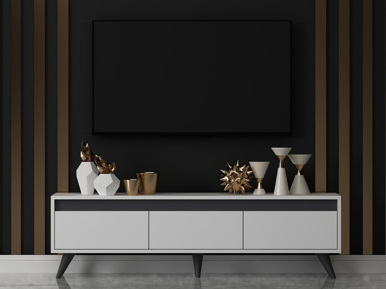 TV-állvány Kailua 1956 (Fehér + Antracit)