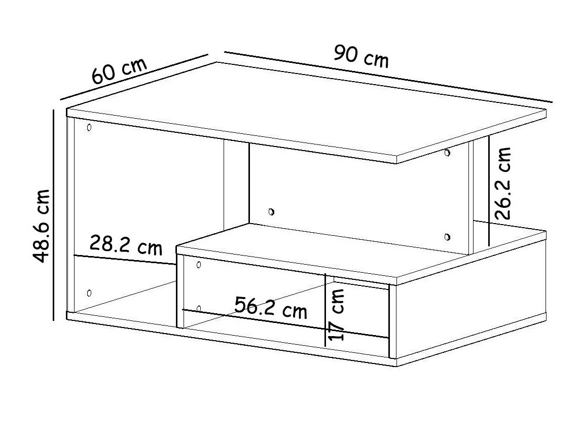 Dohányzóasztal Kailua 1810 (Fehér + Tölgy)