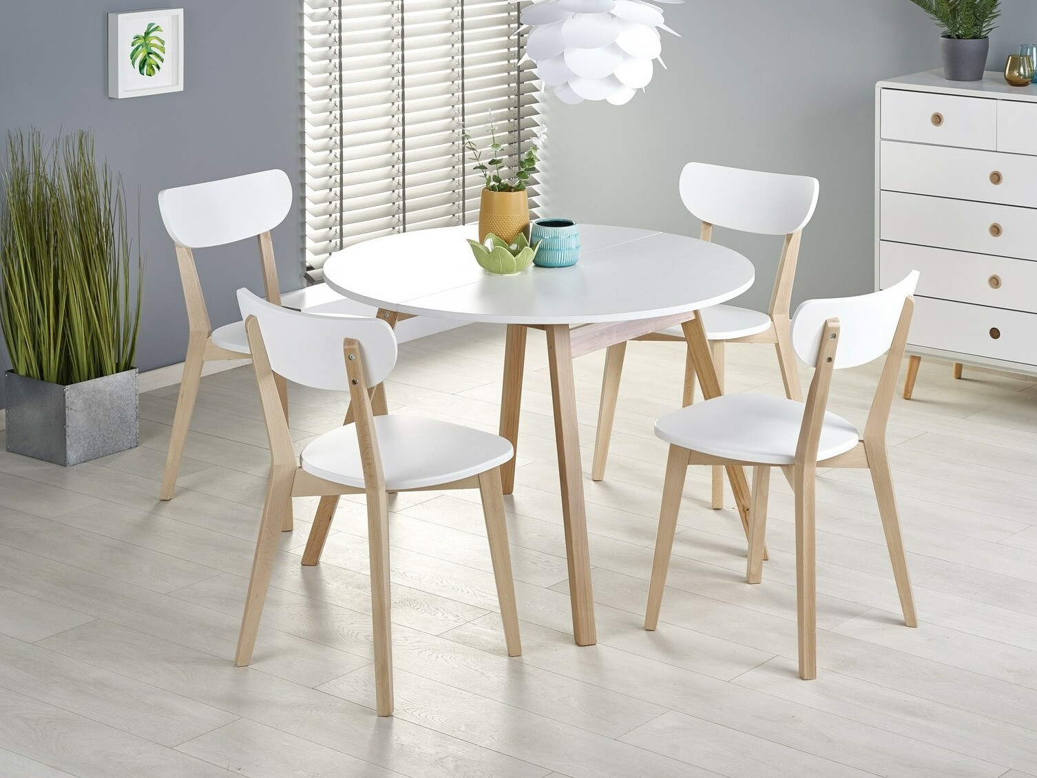 Asztal Houston 981 (Fényes fehér + Tölgy)