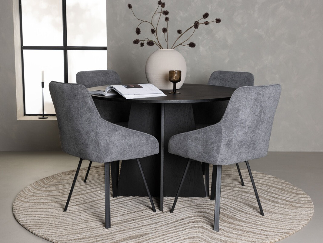 Étkezőgarnitúra Dallas 4325 (Sötétszürke + Fekete)
