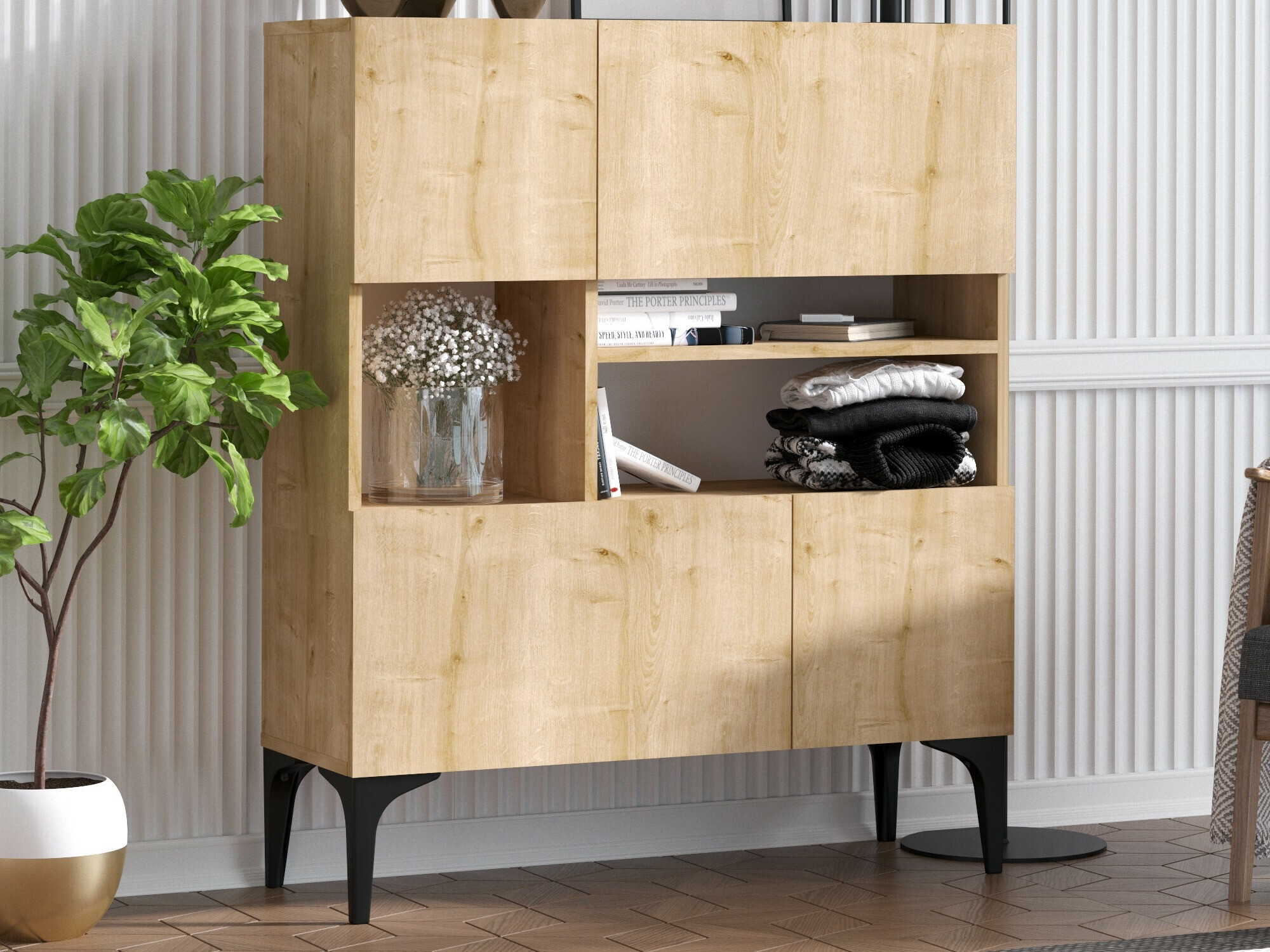 Szekrény Vestesu 139 (Fekete + Tölgy)