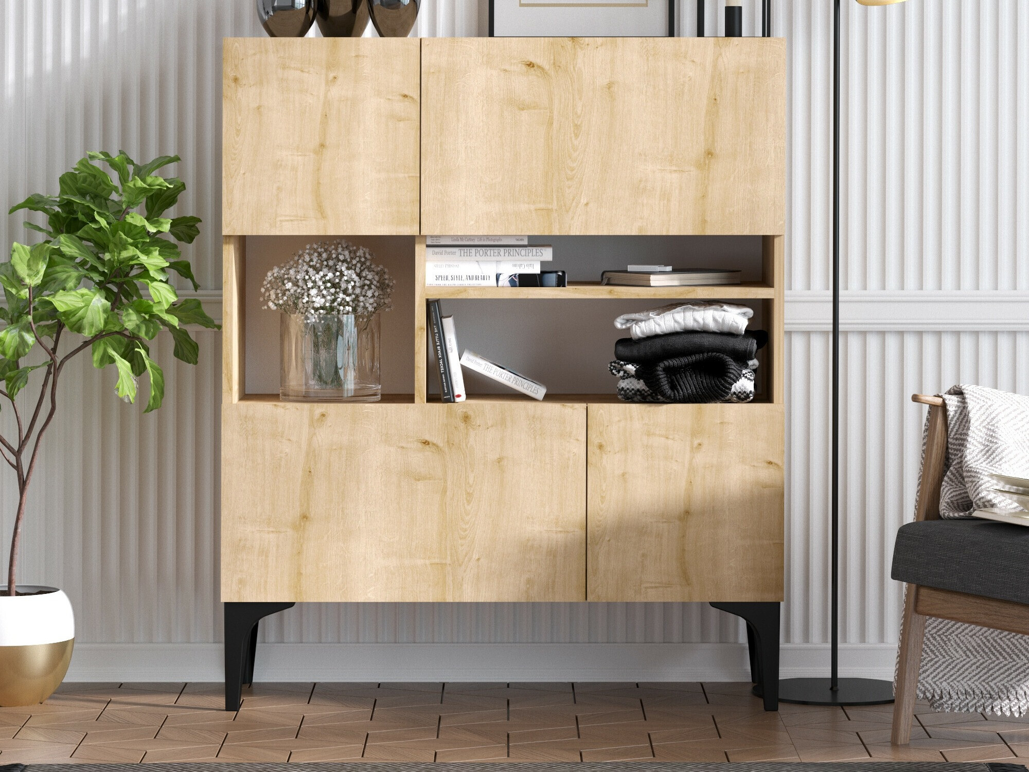 Szekrény Vestesu 139 (Fekete + Tölgy)