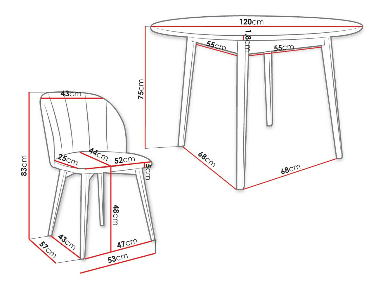 Étkezőgarnitúra Racine 136 (Fekete)