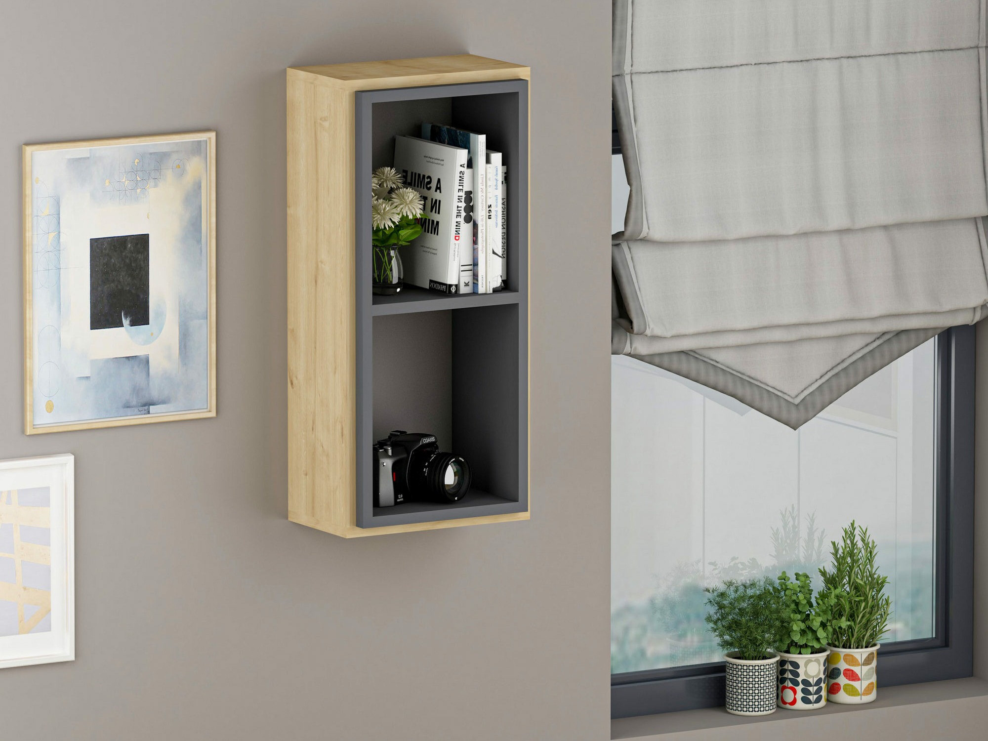 Fali polc Kailua 1854 (Antracit + Tölgy)