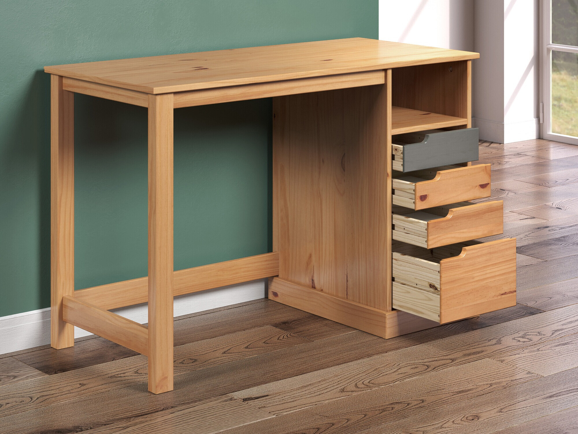 Íróasztal Indianapolis C100 (Mézes tölgy + Szürke)