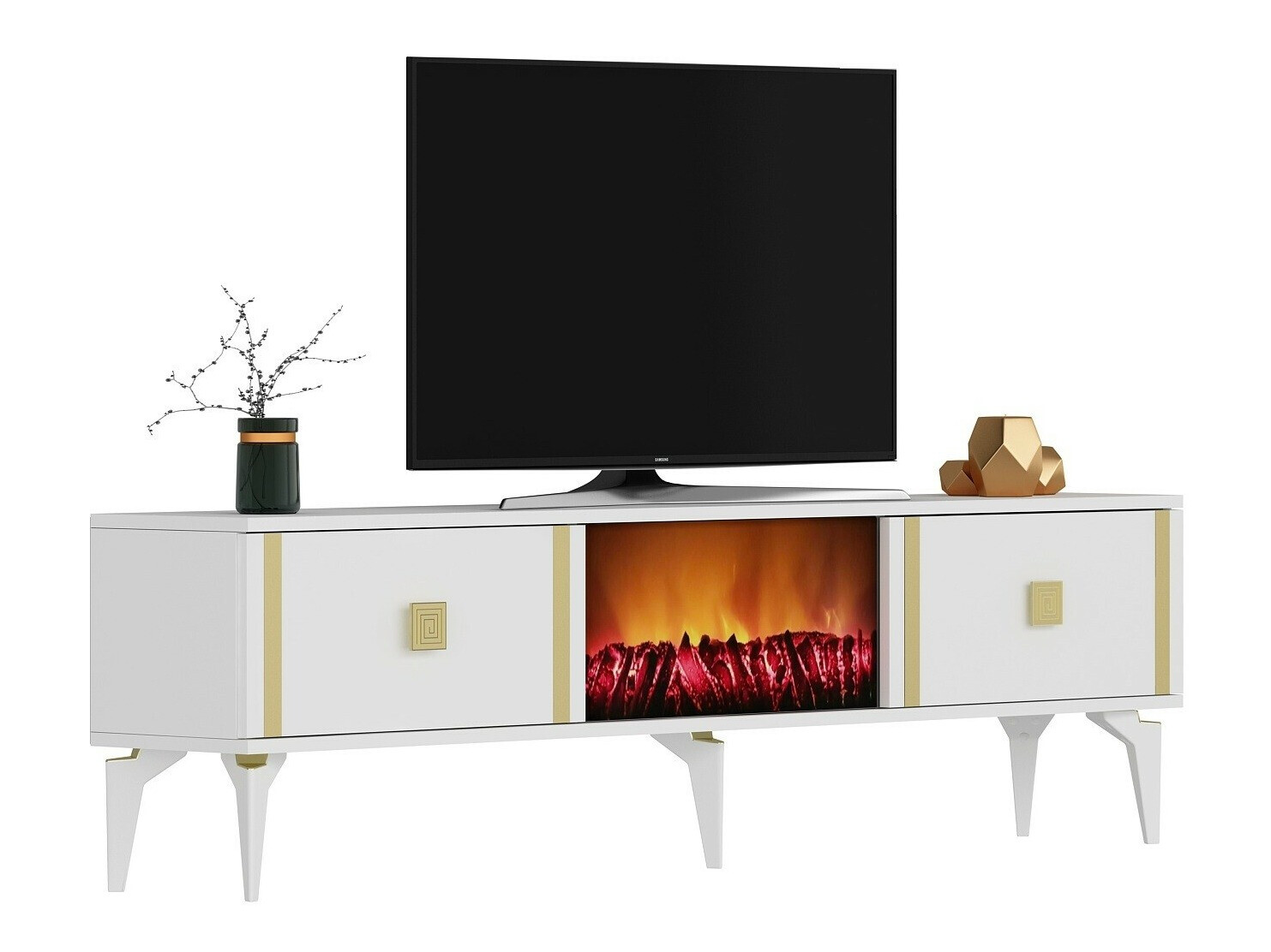 TV-állvány Kailua 1988 (Fehér + Aranysárga)