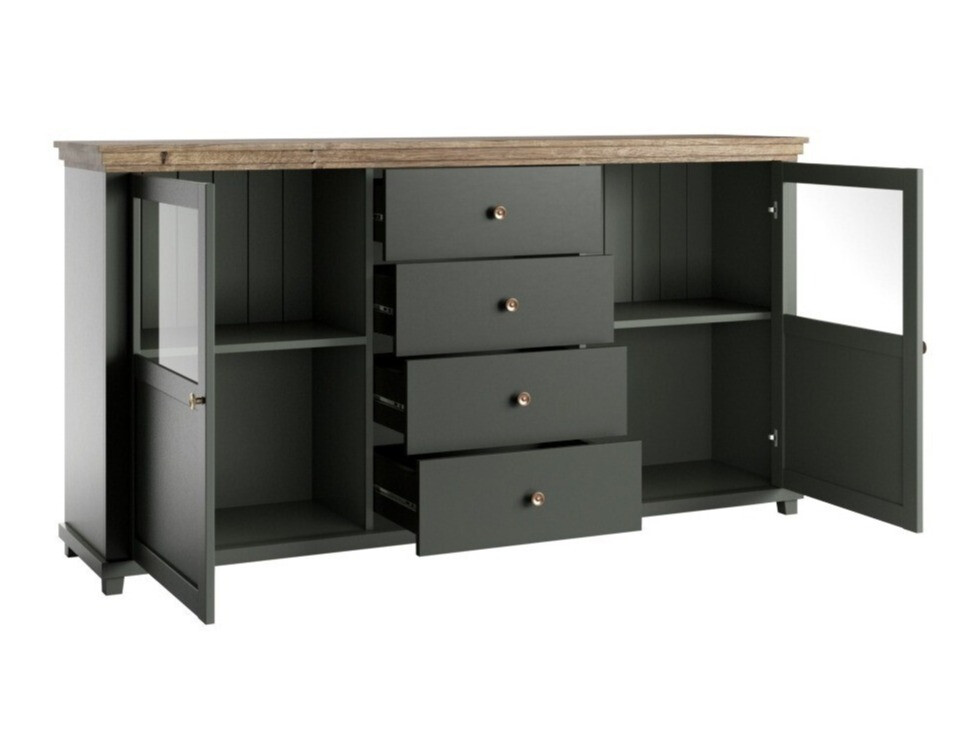 Komód Tolnue 103 (Sötétzöld + Lefkas tölgy)