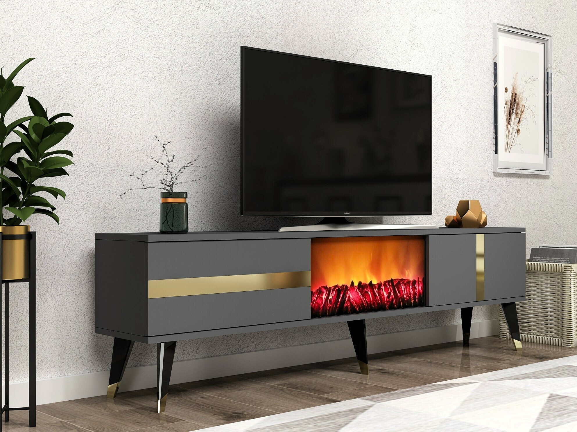 TV-állvány Kailua 1993 (Antracit + Aranysárga)