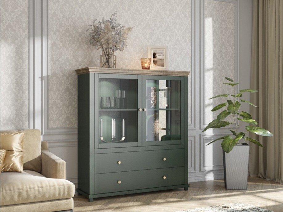 Komód Tolnue 105 (Sötétzöld + Lefkas tölgy)