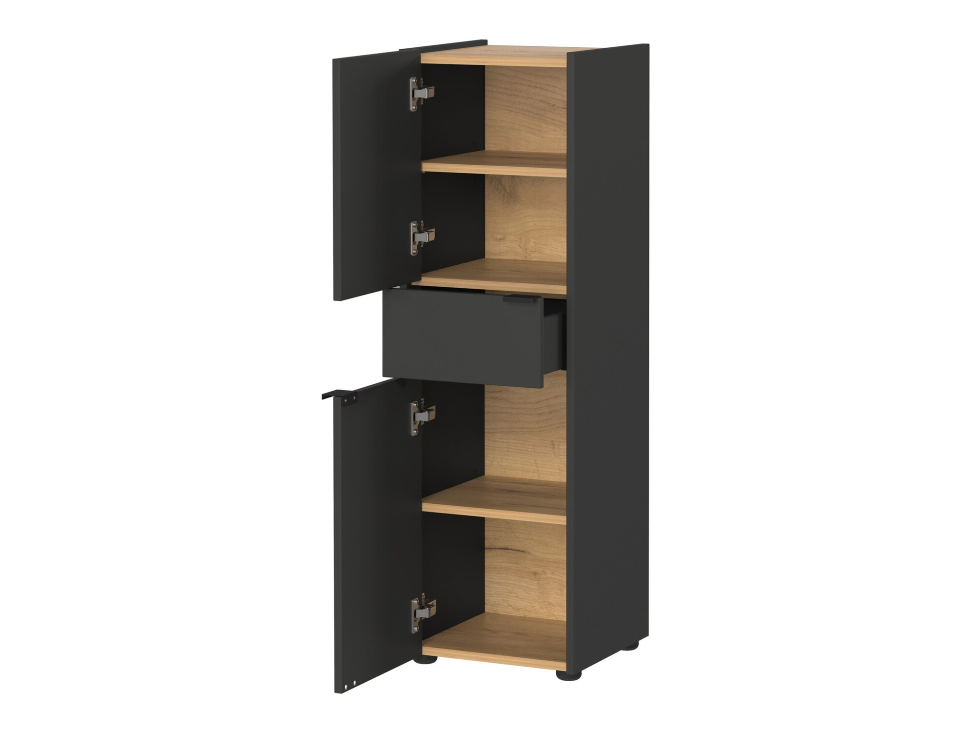 Álló fürdőszoba szekrény Ventei 101 (Grafit + Navarra tölgy)