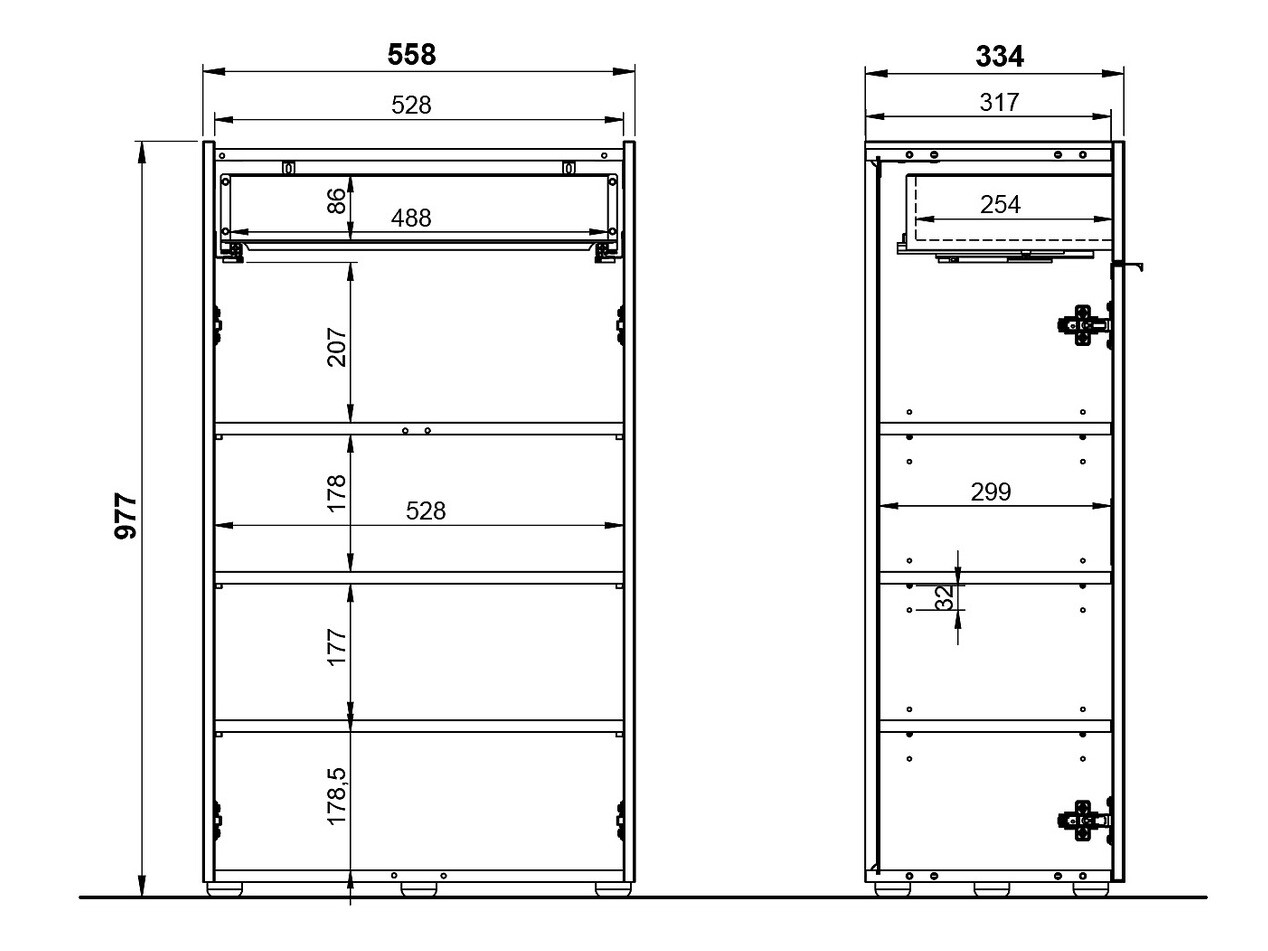 Álló fürdőszoba szekrény Ventei 102 (Grafit + Navarra tölgy)