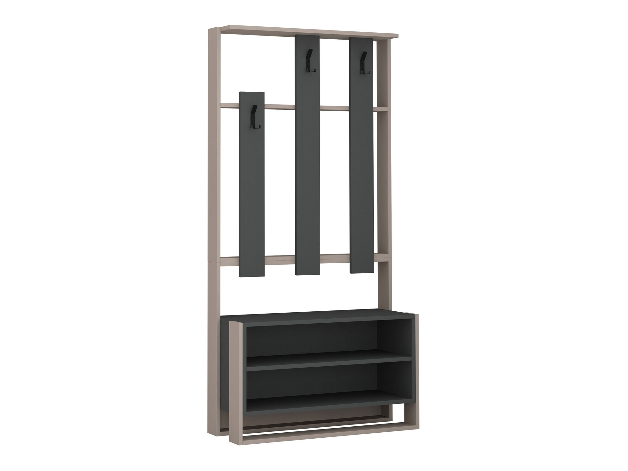 Előszoba garnitúra Kailua 537 (Antracit + Világosbarna)