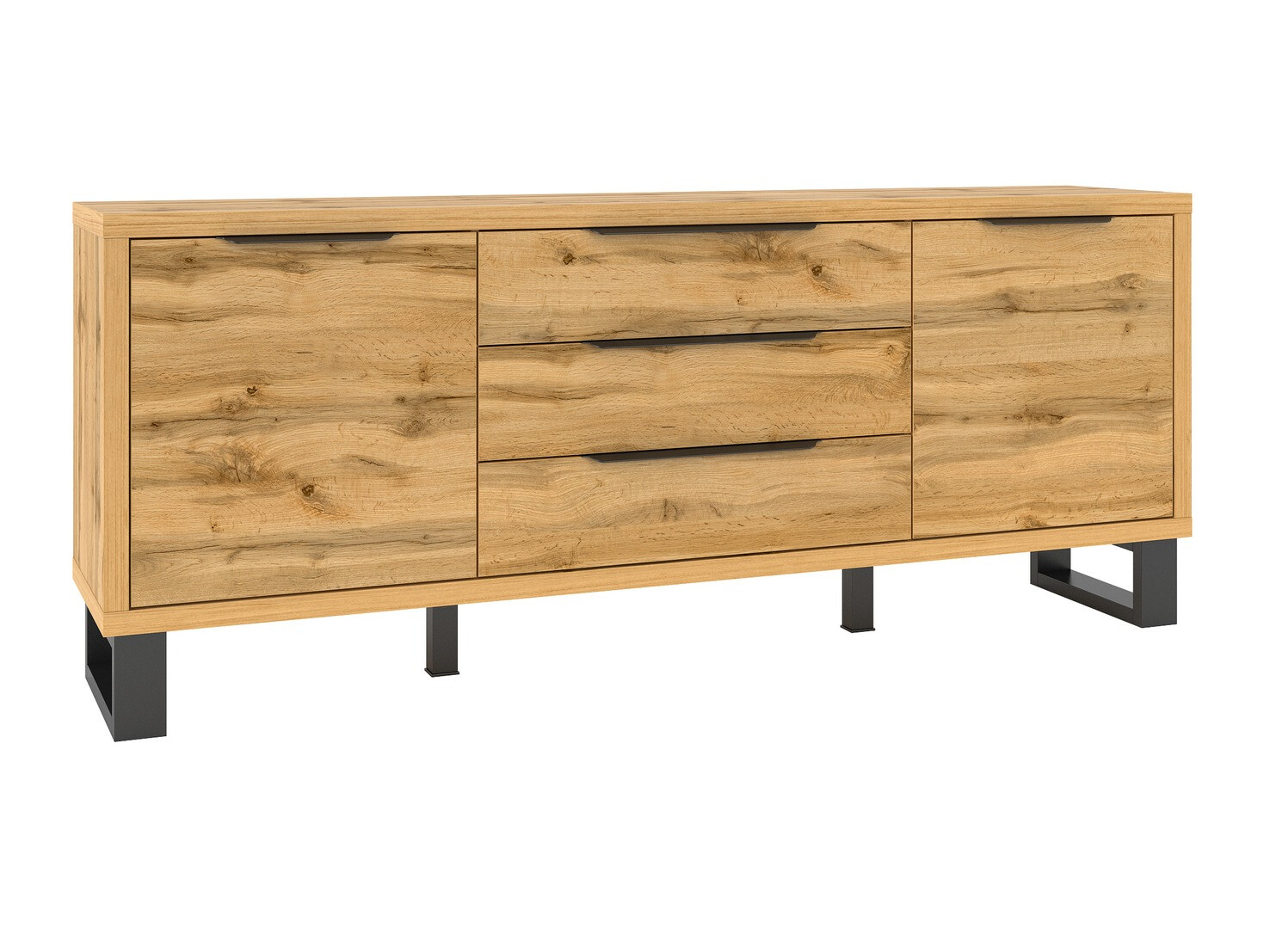 Komód Avicavu 102 (Wotan tölgy + Fekete)