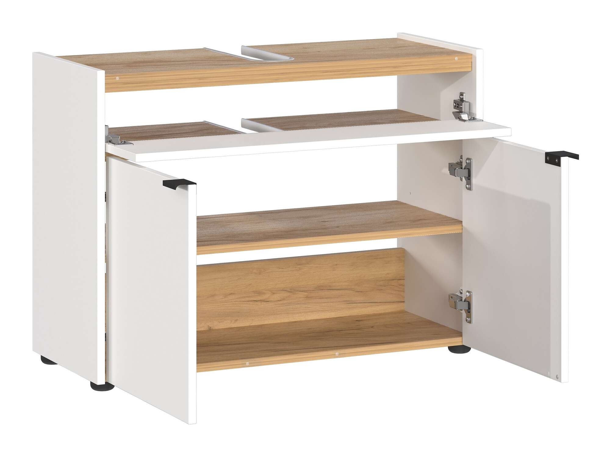 Fürdőszobai garnitúra Ventei 104 (Fehér + Navarra tölgy)