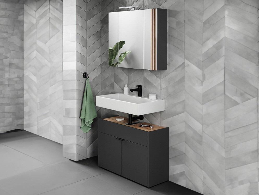 Fürdőszobai garnitúra Ventei 104 (Grafit + Navarra tölgy)