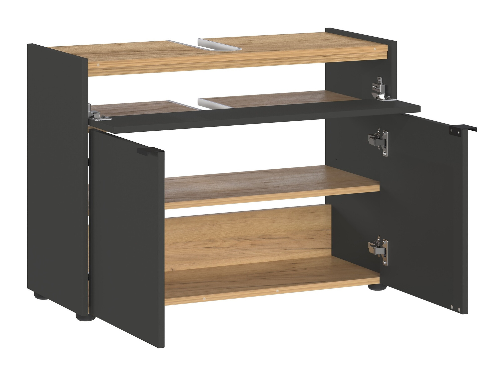 Fürdőszobai garnitúra Ventei 104 (Grafit + Navarra tölgy)