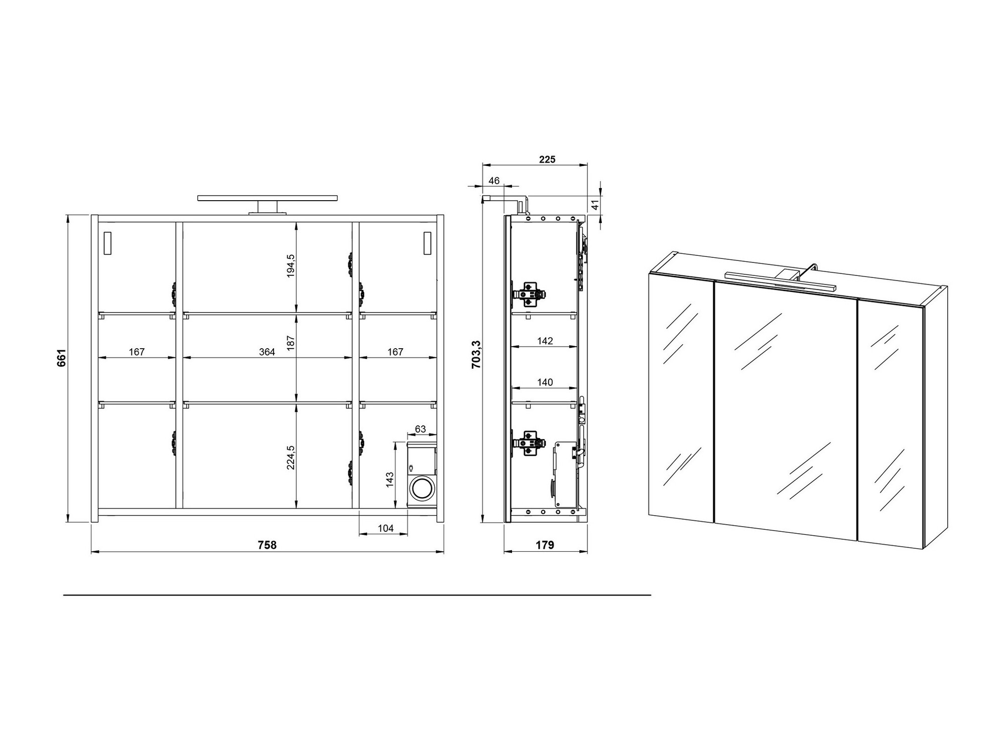 Fürdőszobai garnitúra Ventei 104 (Grafit + Navarra tölgy)