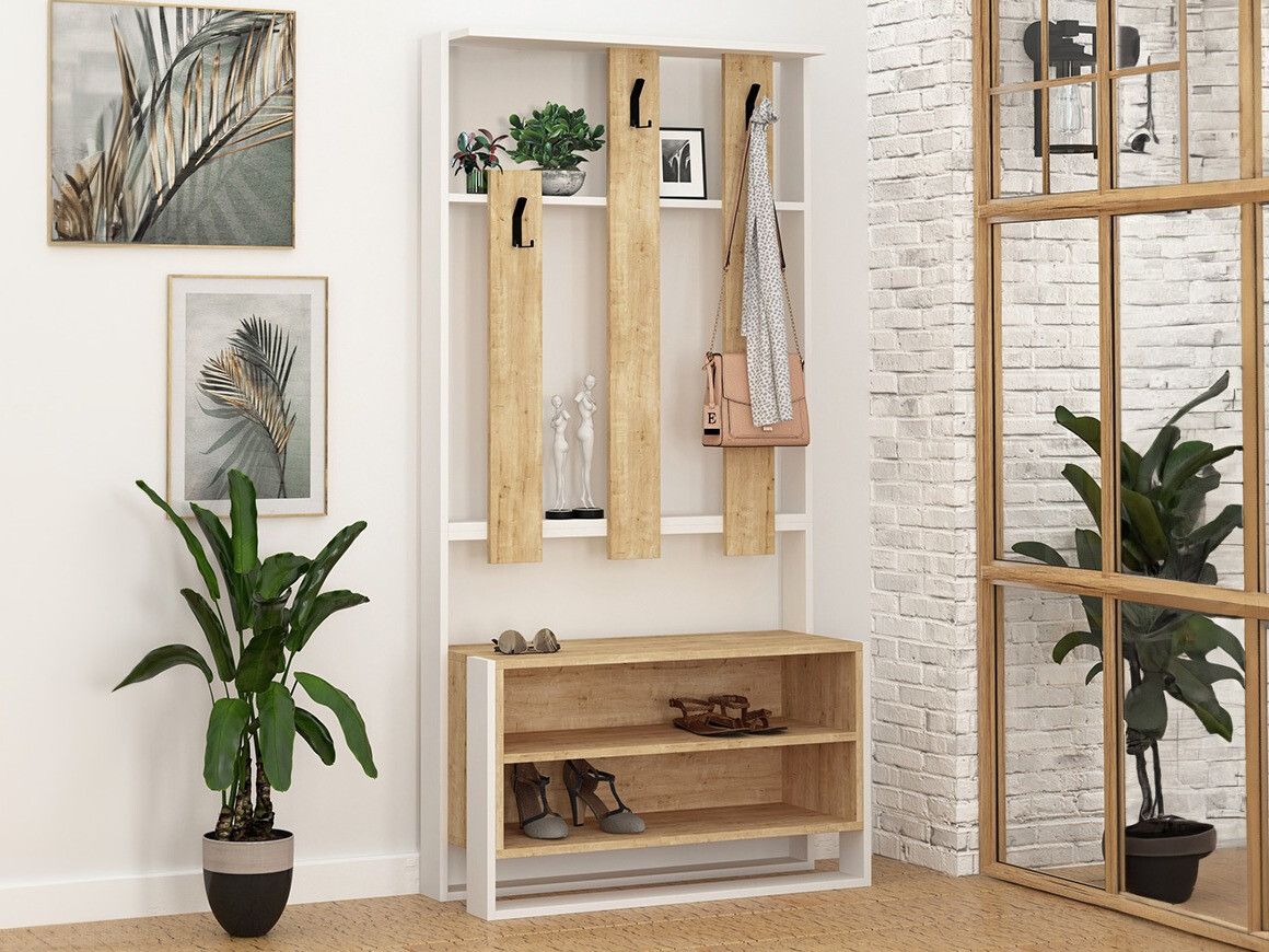 Előszoba garnitúra Kailua 537 (Fehér + Tölgy)