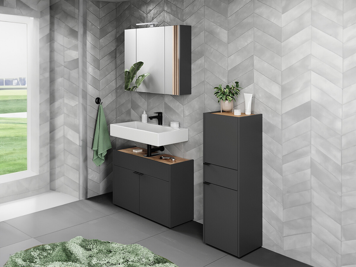 Fürdőszoba garnitúra Ventei 106 (Grafit + Navarra tölgy)