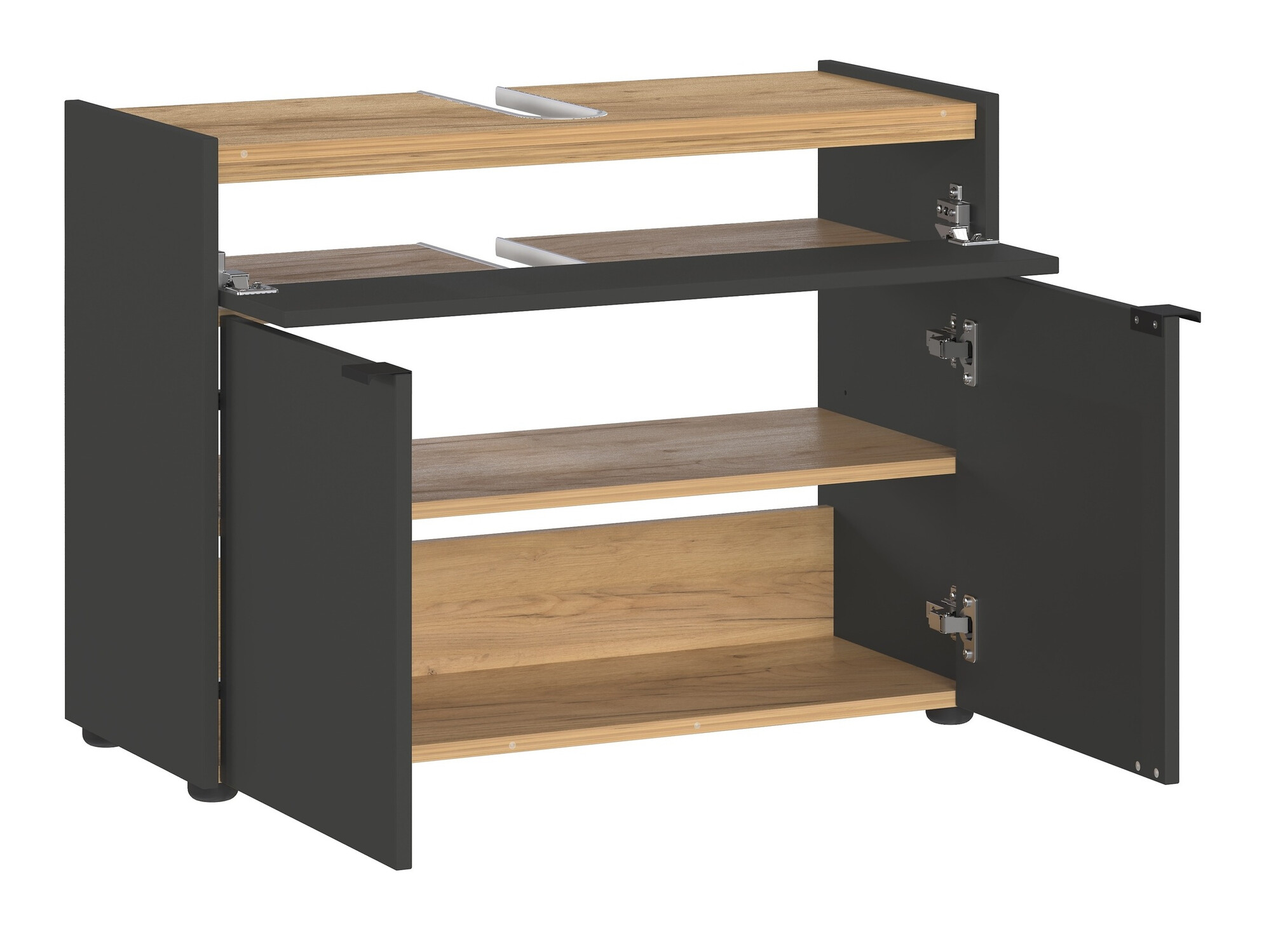 Fürdőszobai garnitúra Ventei 110 (Grafit + Navarra tölgy)