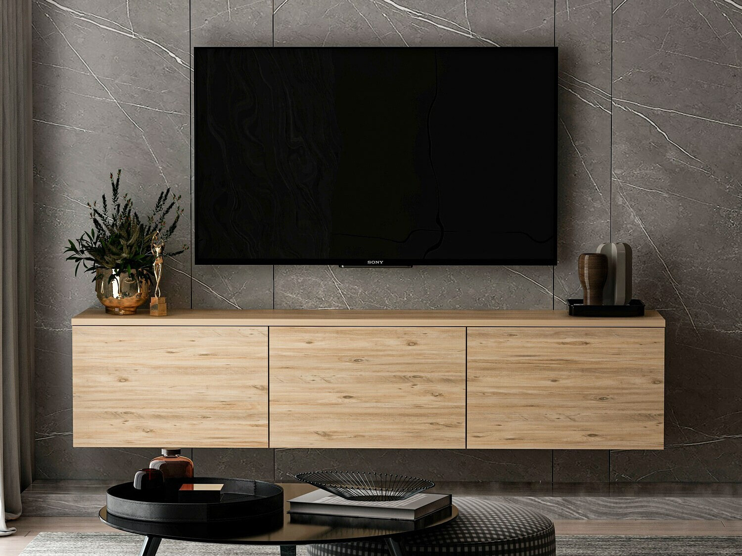 TV-állvány Kailua 404 (Fenyő)