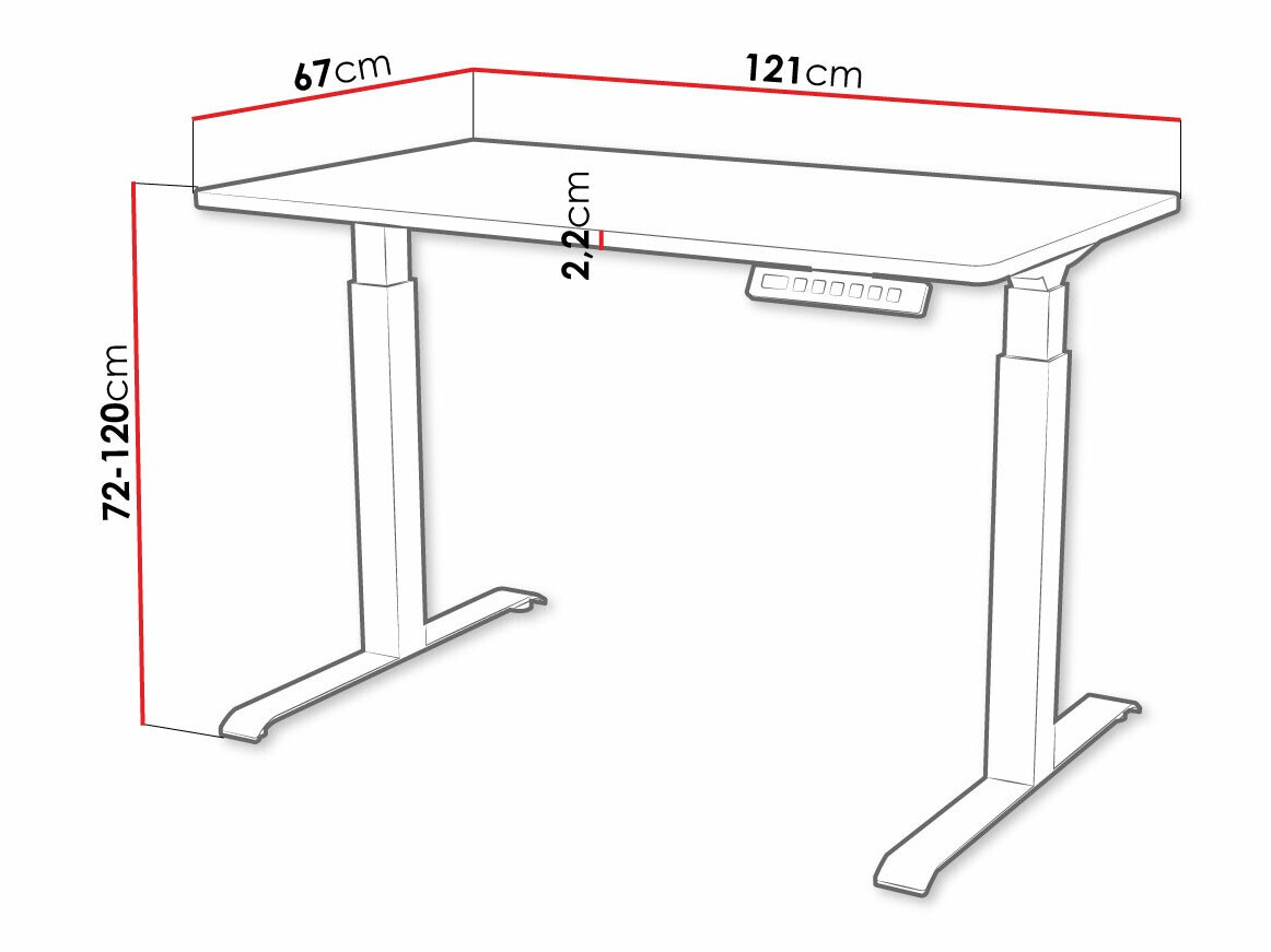 Állítható magasságú íróasztal Charlotte 194 (Fehér + Fekete)