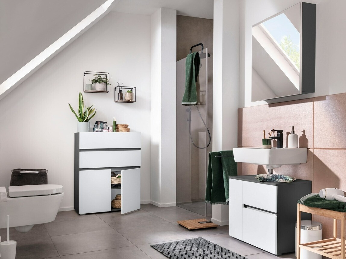 Álló fürdőszoba szekrény Soncamu 101 (Fehér + Antracit)