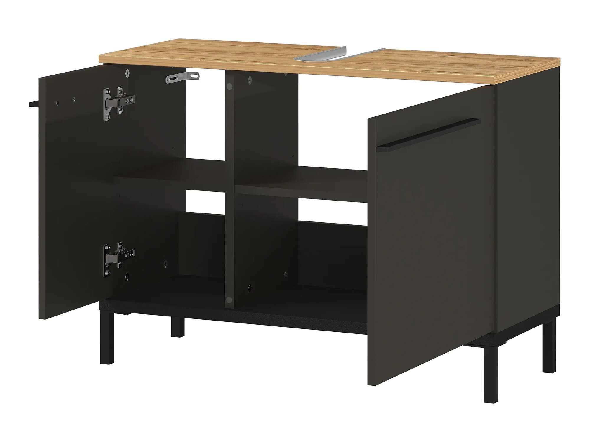 Fürdőszoba garnitúra Ruvlevu 104 (Grafit + Navarra tölgy)