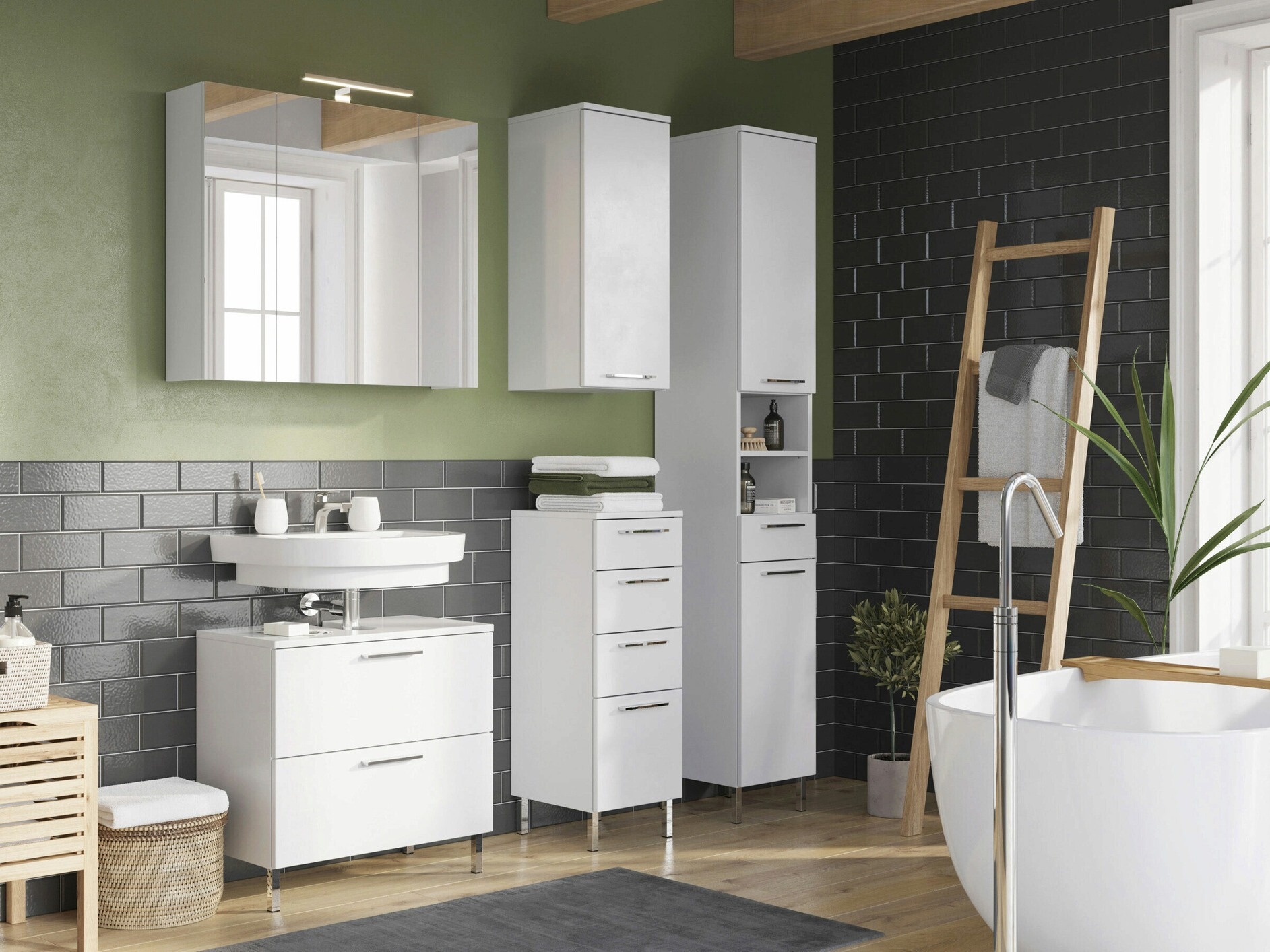 Fürdőszoba tükörszekrény Temeli 101 (Fehér)