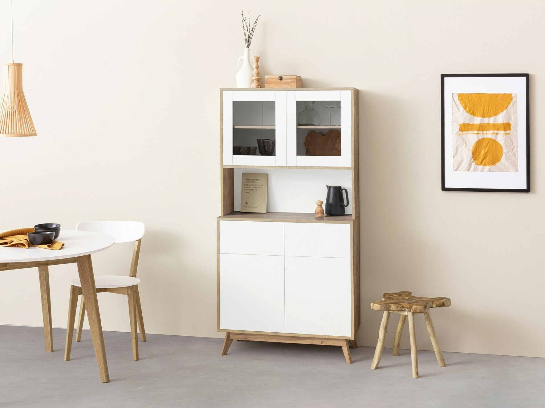 Könyvespolc Denton 890 (Fehér + Tölgy)