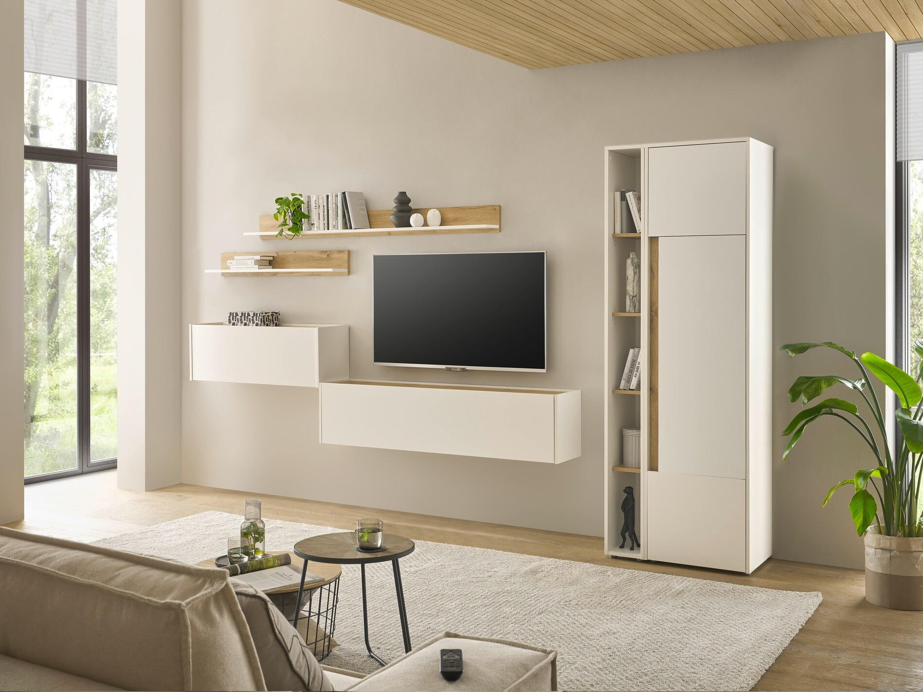 Könyvespolc Elbsori 103 (Fehér + Wotan tölgy)