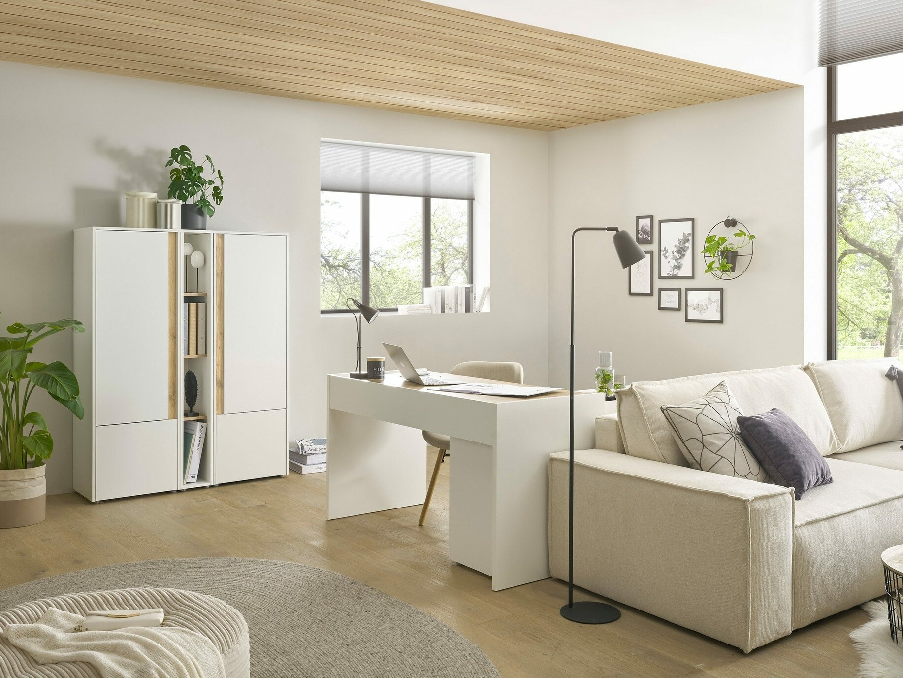 Könyvespolc Elbsori 106 (Fehér + Wotan tölgy)