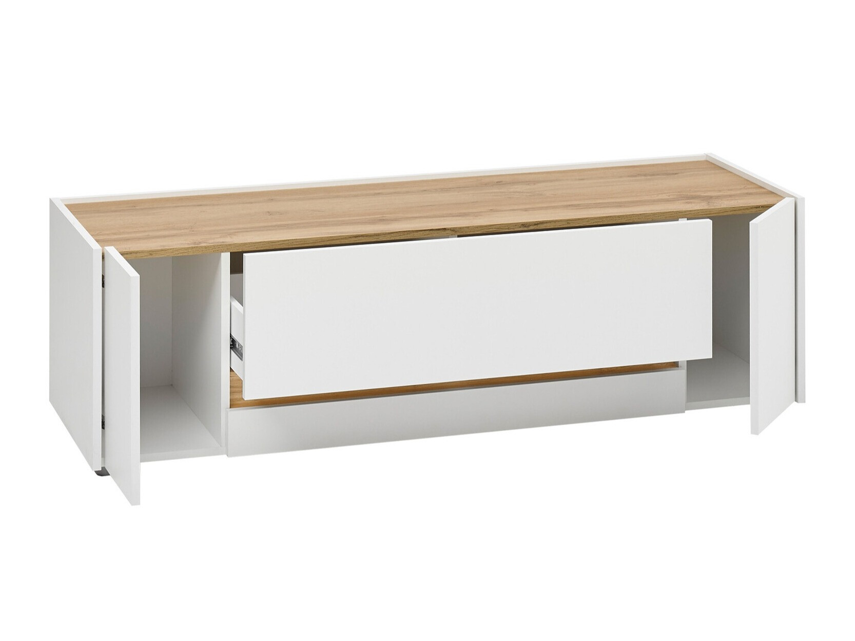 TV-állvány Elbsori 114 (Fehér + Wotan tölgy)