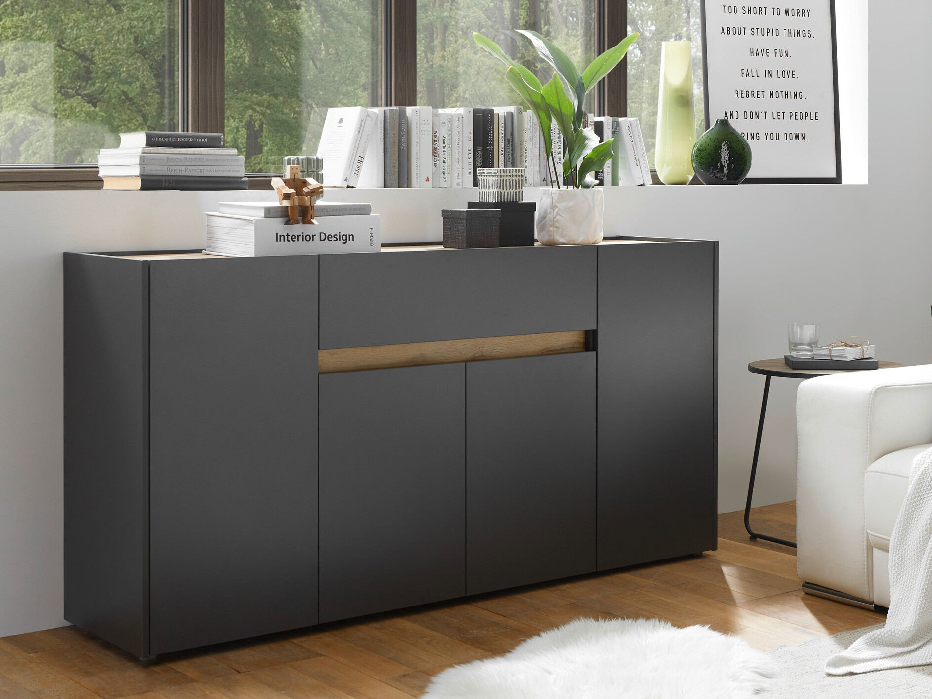 Komód Elbsori 117 (Antracit + Wotan tölgy)