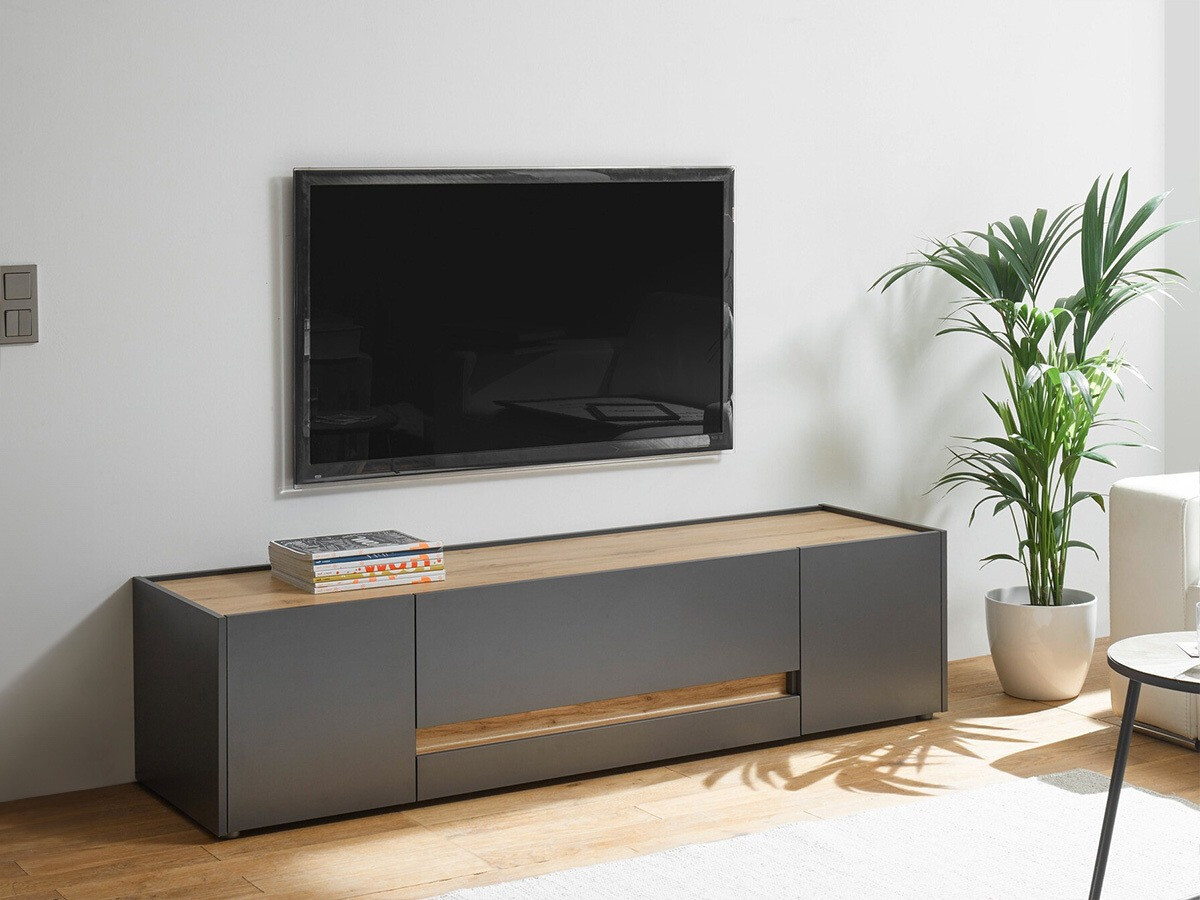 TV-állvány Elbsori 115 (Antracit + Wotan tölgy)