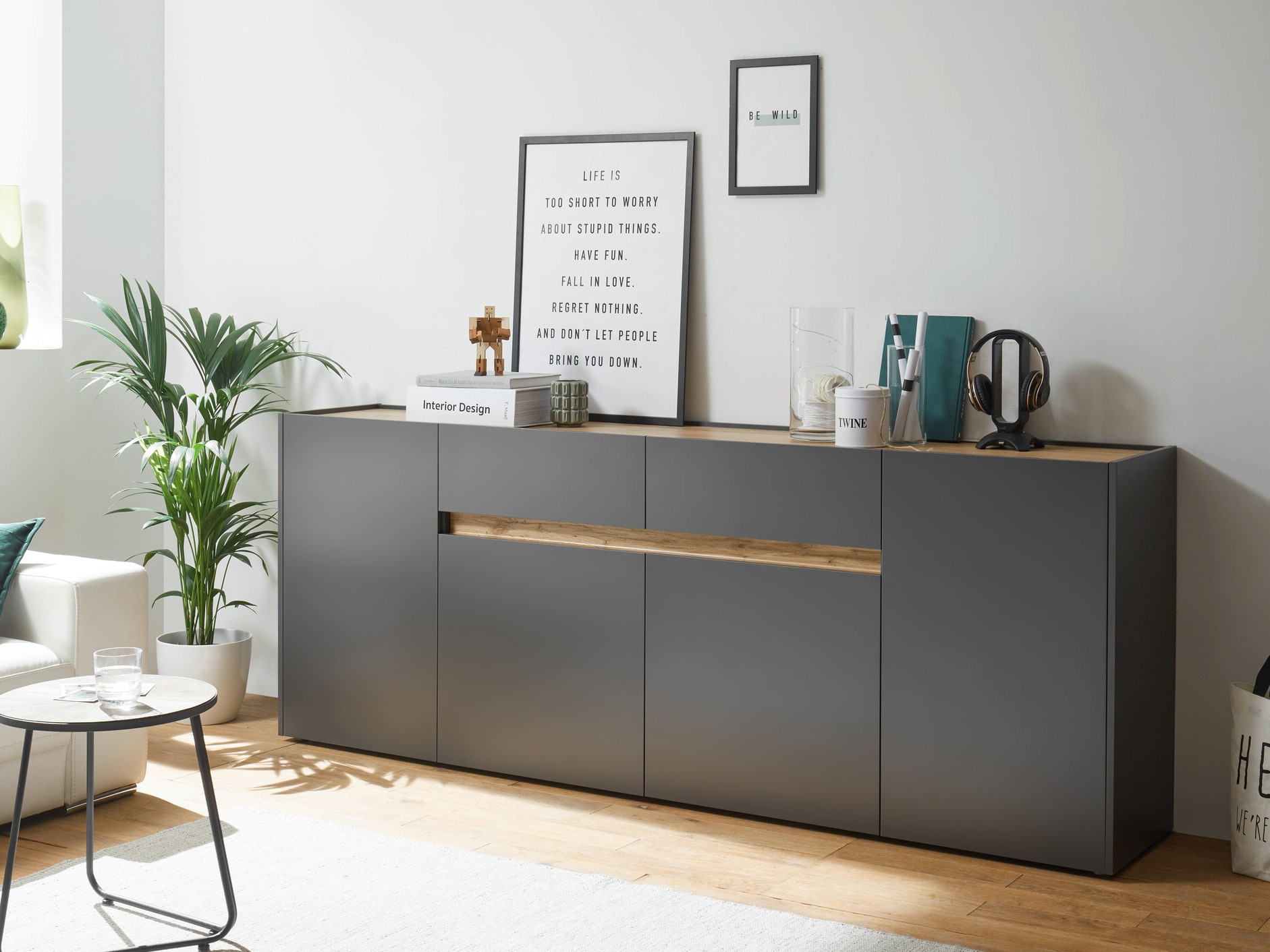 Komód Elbsori 118 (Antracit + Wotan tölgy)