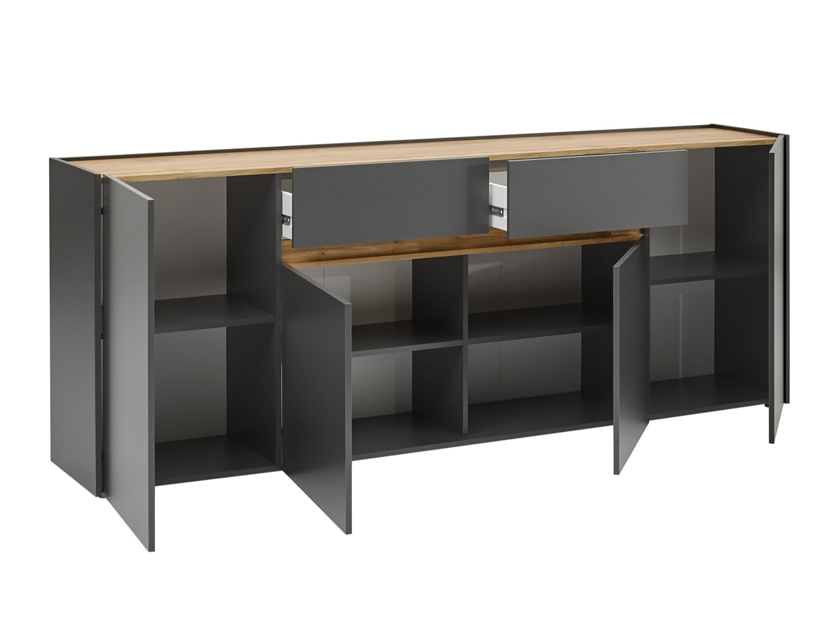 Komód Elbsori 118 (Antracit + Wotan tölgy)